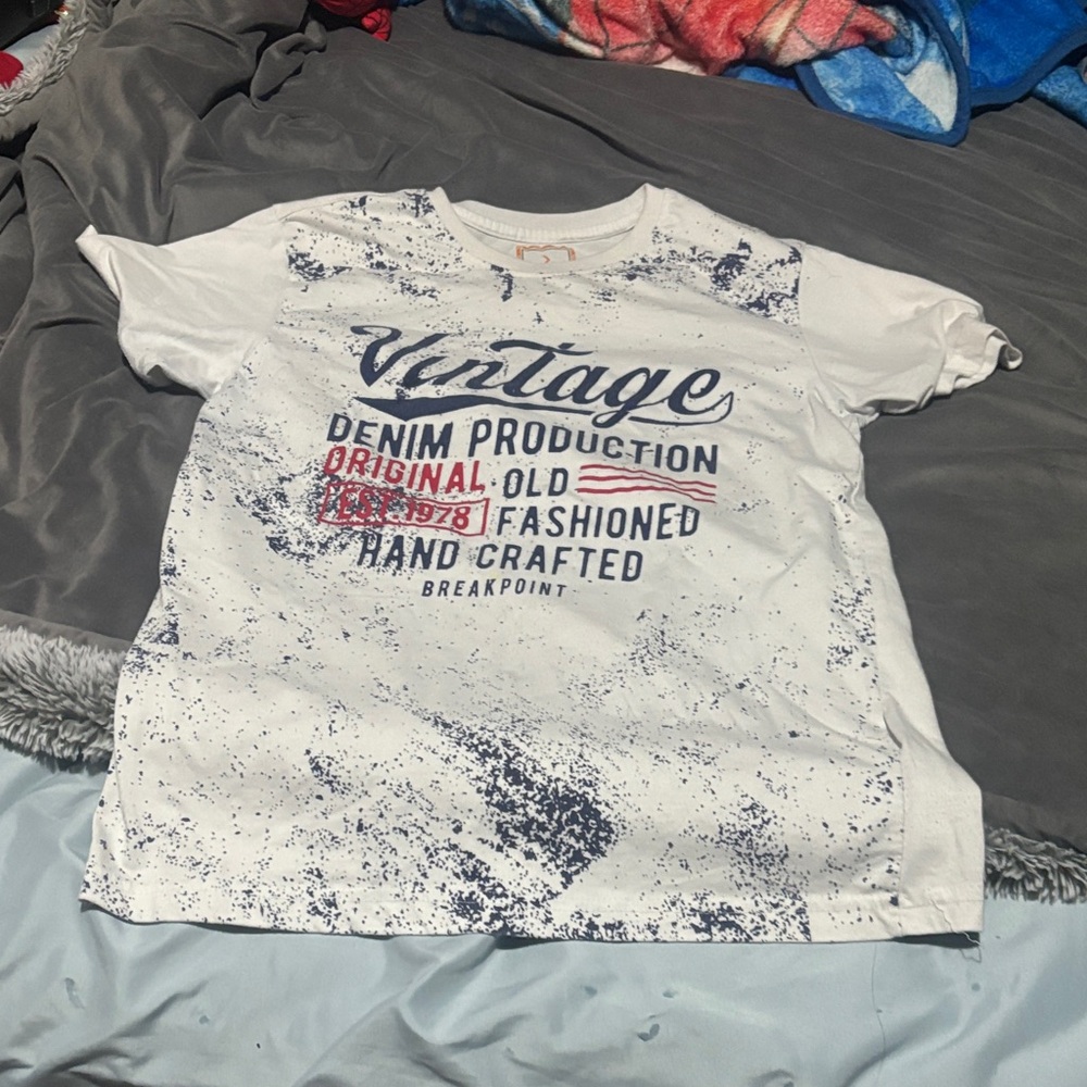 Kids' Vintage Graphic T-Shirt - White and Blue